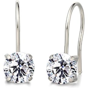 Limerencia Hypoallergenic Pure Titanium Cubic Zirconia Dangle Hoop Earrings,Lightweight Drop Earrings Round bright zirconia size 8mm (5/16inch) for Sensitive Ears Women Girls