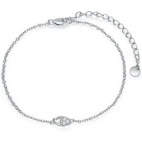 LWXIE Diamond Heart Bracelet for Women 925 Sterling Silver Heart Bracelet with Lab Grown Diamond Jewelry Gifts for Mom Wife Girlfriend Daughter Sister Friend
