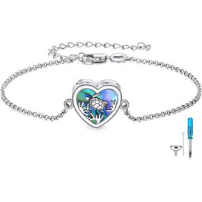 MONGAS Sea Turtle Urn Bracelet 925 Sterling Silver Bracelet Turtle Cremation Bracelet for Ashes Keepsake Memorial Jewelry Gifts for Women Girls in Saudi Arabia