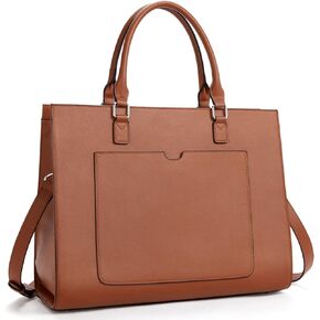 BROMEN Women Leather Briefcase 15.6 inch Vintage Laptop Shoulder Bag Business Tote Work Handbag