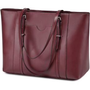 Laptop Tote Bag for Women, PU Leather Water Resistant Travel, Work,Teacher Tote Bag Fits 15.6 inch Laptop
