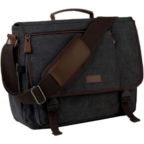 VASCHY Messenger Bag for Men,Canvas Briefcases 15.6in Laptop Bag Crossbody School Satchel Computer Bags for Work Office Women