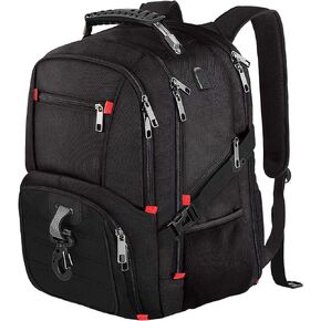 HuaChen Travel Laptop Backpack, Water-Resistant Business Bag with USB Charging Port & Rain Cover, Fits 15 Inch Laptop