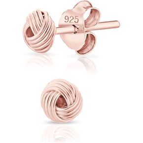 925 Sterling Silver, 24K Yellow or 18K Rose Gold Plated - TINY/SMALL Fashion Studs Earrings - Love/Twisted Knot - Diameter: 5, 7, 8 or 9 mm