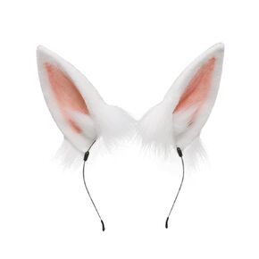 Fxaelian Cosplay Fox Wolf Bunny Cat Dog Ears Headband Hairband Hair Hoop Halloween Costume Party Headpiece Headwear Hair Accessories for Women Men Grey