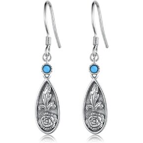 Boho Turquoise/Cow Skull/Cowboy Hat Boots 925 Sterling Silver Western Earings cowgirl country Jewelry Gift for Women Girl