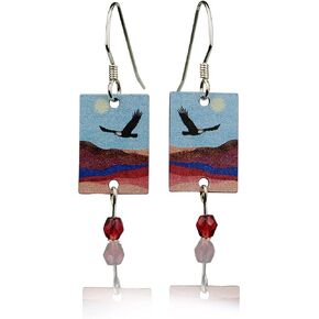 FashionJunkie4Life Hand Painted Bird Dangle Earrings, Sterling Silver Ear Wires, Earrings for Women
