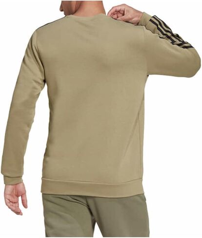 adidas Men's Long Sleeve 3 Stripe Fleece Crew Sweatshirt Pullover (X-Large, Orbit Green/Black) in Saudi Arabia