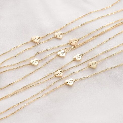 فاكرونا الذهب القلب قلادة الأولي 18 كيلو الذهب شغلها القلب قلادة القلائد الرسالة الأولي شخصية محفورة الأبجدية الصغيرة الأولي القلب المختنق قلادة للنساء in Kuwait