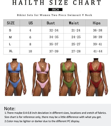HAILTH Bikini Sets for Women Two Piece Swimsuit V Neck Push Up Triangle Top with High Waisted Sexy Bikinis Swimwear for Women Beach Swimming Blue in Saudi Arabia