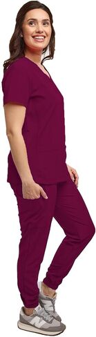Womens 7 Pocket Scrub Set V-Neck Top and Jogger Pant Medical Nursing Uniform in Saudi Arabia