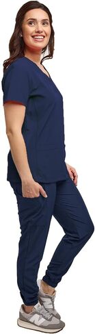 Womens 7 Pocket Scrub Set V-Neck Top and Jogger Pant Medical Nursing Uniform in Saudi Arabia