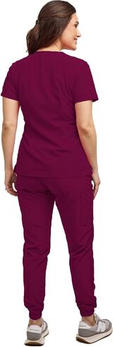 Womens 7 Pocket Scrub Set V-Neck Top and Jogger Pant Medical Nursing Uniform in Saudi Arabia
