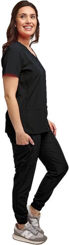 Womens 7 Pocket Scrub Set V-Neck Top and Jogger Pant Medical Nursing Uniform in Kuwait