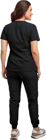 Womens 7 Pocket Scrub Set V-Neck Top and Jogger Pant Medical Nursing Uniform in Kuwait