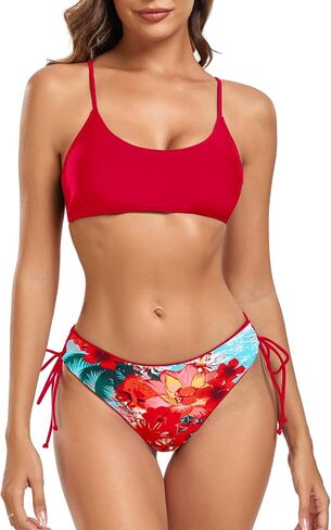 Women's Adjustable Self-Tie Straps Bikini Swimsuit Reversible Two Piece Bathing Suits in Saudi Arabia