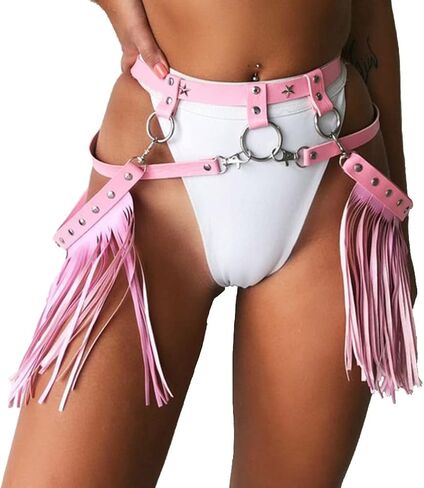 Asooll Punk Leather Women Belts Tassel Fashion Waist Belts Nightclub Party Rave Accessories Belts for Women and Girls in Saudi Arabia
