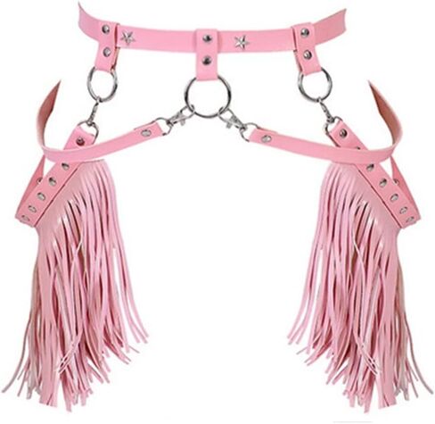 Asooll Punk Leather Women Belts Tassel Fashion Waist Belts Nightclub Party Rave Accessories Belts for Women and Girls in Saudi Arabia