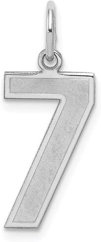 Solid 925 Sterling Silver Medium Number 7 Charm Brushed Matte Finish Pendant - 22mm x 9mm, Medium, Metal in Saudi Arabia