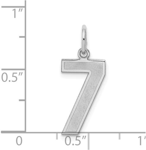 Solid 925 Sterling Silver Medium Number 7 Charm Brushed Matte Finish Pendant - 22mm x 9mm, Medium, Metal in Saudi Arabia