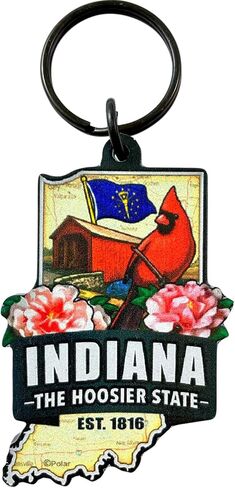 Westmon Works Indiana Keychain Souvenir with State Map and Flag Images Acrylic Key Chain in Saudi Arabia