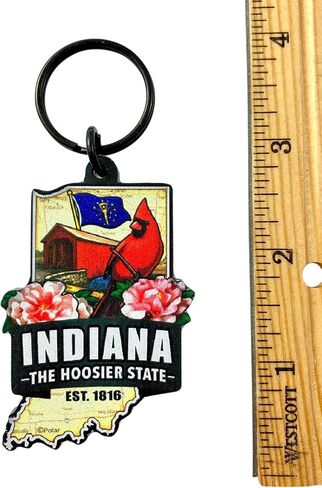 Westmon Works Indiana Keychain Souvenir with State Map and Flag Images Acrylic Key Chain in Saudi Arabia