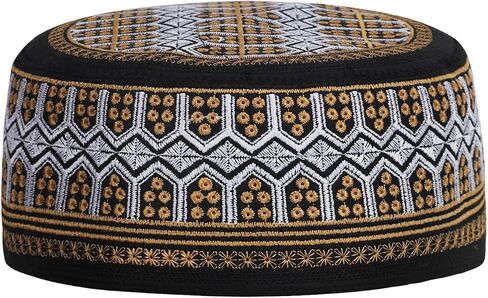 Clobeau Muslim Prayer Hat for Men Islamic Kufi Hat Skull Cap Embroidery Islam Kufi Headware Beanie in Saudi Arabia