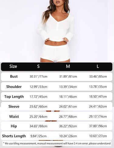 Arssm مطابقة مجموعات بيجامة للنساء 2 قطعة السراويل لطيف مضلع متماسكة مثير Pjs Y2K طويلة الأكمام صالة مجموعة ملابس النوم (أبيض-S) in Kuwait