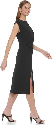 DKNY Women's Midi Drapey Crepe Jewel Neck Dress in Saudi Arabia