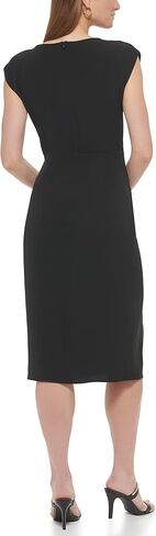 DKNY Women's Midi Drapey Crepe Jewel Neck Dress in Saudi Arabia