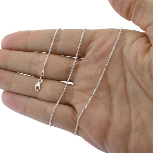 Nuragold 14k White Gold 2mm Solid Rope Chain Diamond Cut Pendant Necklace, Mens Womens Lobster Clasp 16" 18" 20" 22" 24" 26" in Saudi Arabia