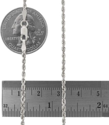 Nuragold 14k White Gold 2mm Solid Rope Chain Diamond Cut Pendant Necklace, Mens Womens Lobster Clasp 16" 18" 20" 22" 24" 26" in Saudi Arabia