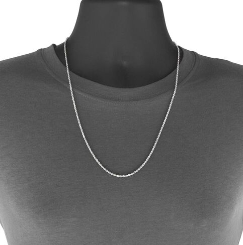 Nuragold 14k White Gold 2mm Solid Rope Chain Diamond Cut Pendant Necklace, Mens Womens Lobster Clasp 16" 18" 20" 22" 24" 26" in Saudi Arabia