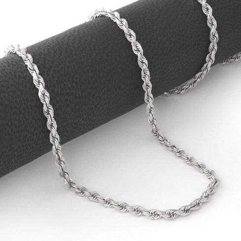 Nuragold 14k White Gold 2mm Solid Rope Chain Diamond Cut Pendant Necklace, Mens Womens Lobster Clasp 16" 18" 20" 22" 24" 26" in Saudi Arabia