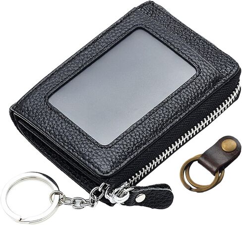 kilofly Genuine Leather Card Slot ID Holder Wallet + Keychain Cable Organizer in Saudi Arabia