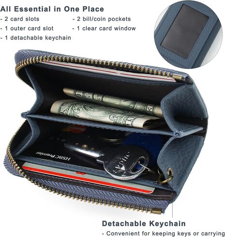 kilofly Genuine Leather Card Slot ID Holder Wallet + Keychain Cable Organizer in Saudi Arabia