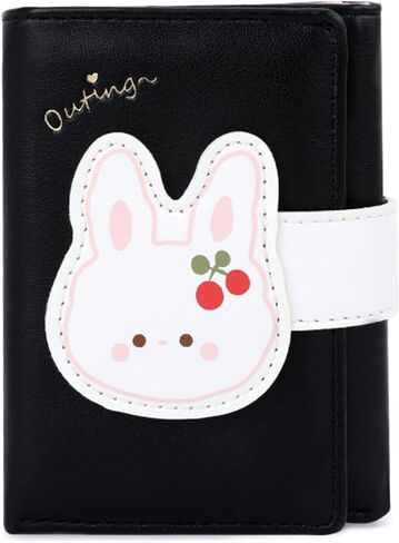 MOZXIRZ Women Girls Wallet Cute Cow Print Tri-Fold Wallet PU Leather Purse Slim Small Short Wallet Cartoon Trifold Cash Card Holder Bag (Pink Cow) in Saudi Arabia