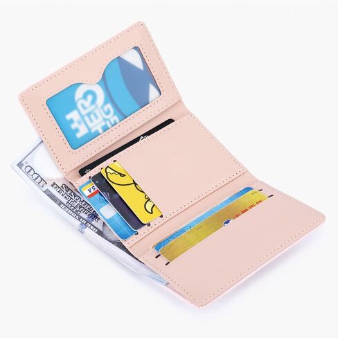 MOZXIRZ Women Girls Wallet Cute Cow Print Tri-Fold Wallet PU Leather Purse Slim Small Short Wallet Cartoon Trifold Cash Card Holder Bag (Pink Cow) in Saudi Arabia