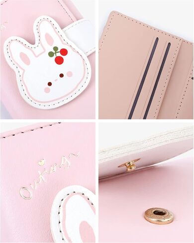 MOZXIRZ Women Girls Wallet Cute Cow Print Tri-Fold Wallet PU Leather Purse Slim Small Short Wallet Cartoon Trifold Cash Card Holder Bag (Pink Cow) in Saudi Arabia