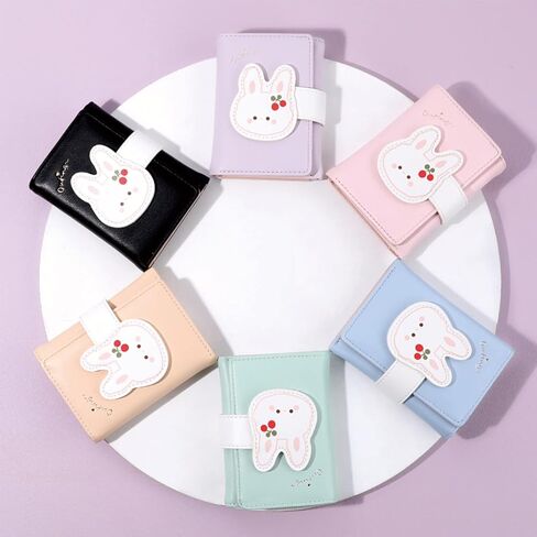 MOZXIRZ Women Girls Wallet Cute Cow Print Tri-Fold Wallet PU Leather Purse Slim Small Short Wallet Cartoon Trifold Cash Card Holder Bag (Pink Cow) in Saudi Arabia