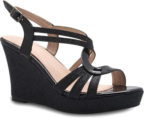 Olivia K Women's Sexy Strappy Platform Wedge Glitter Sandals in Saudi Arabia