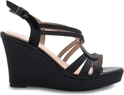 Olivia K Women's Sexy Strappy Platform Wedge Glitter Sandals in Saudi Arabia
