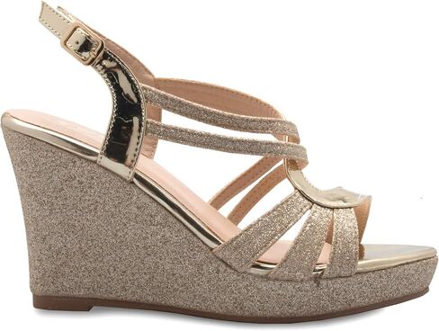 Olivia K Women's Sexy Strappy Platform Wedge Glitter Sandals in Saudi Arabia