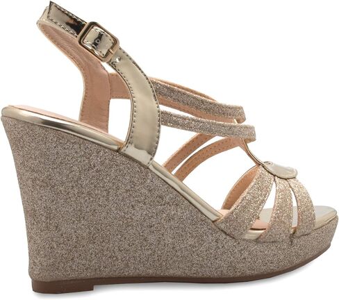 Olivia K Women's Sexy Strappy Platform Wedge Glitter Sandals in Saudi Arabia