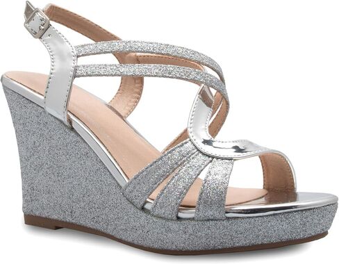 Olivia K Women's Sexy Strappy Platform Wedge Glitter Sandals in Saudi Arabia