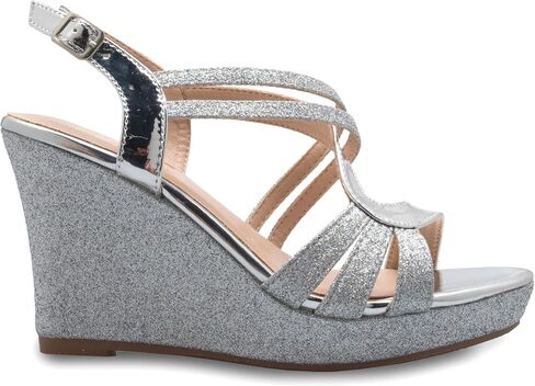 Olivia K Women's Sexy Strappy Platform Wedge Glitter Sandals in Saudi Arabia