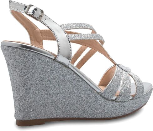 Olivia K Women's Sexy Strappy Platform Wedge Glitter Sandals in Saudi Arabia