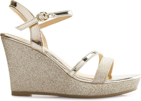 Olivia K Women's Sexy Strappy Platform Wedge Glitter Sandals in Saudi Arabia