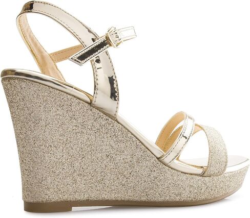 Olivia K Women's Sexy Strappy Platform Wedge Glitter Sandals in Saudi Arabia