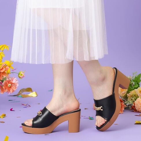 Perphy Open Toe Platform Block Heel Slides Sandals for Women in Saudi Arabia